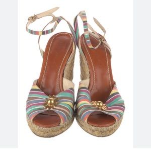 Marc Jacobs Espadrille Leather Wedge Sandals in Patterned Colorful Fabric (40)